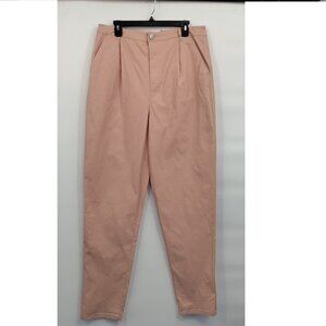 Asos Cotton High-Rise Pleated Tapered Trouser Pants Stretch 12 Womens Pink NWT